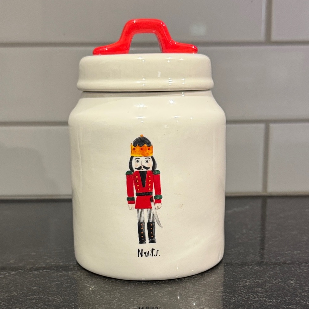 Rae Dunn Nutcracker Ceramic Jar with Red Lid